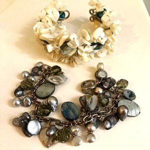 *TAKE 1/2 OFF: Bounty of the sea bracelets: Pearl, MOP, shell, abalone & glass